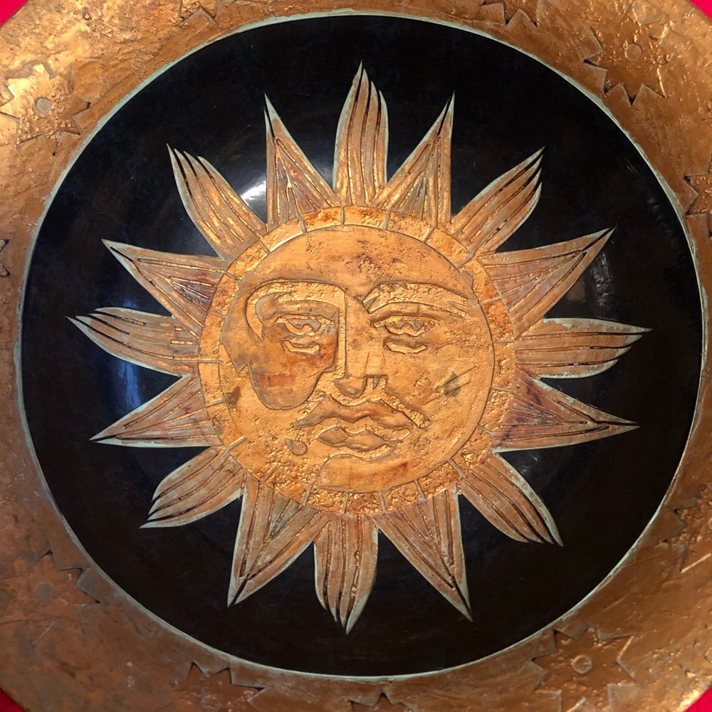 Vintage Large Gold Sun Moon Stars Decorative Bowl - Picture 10 of 15